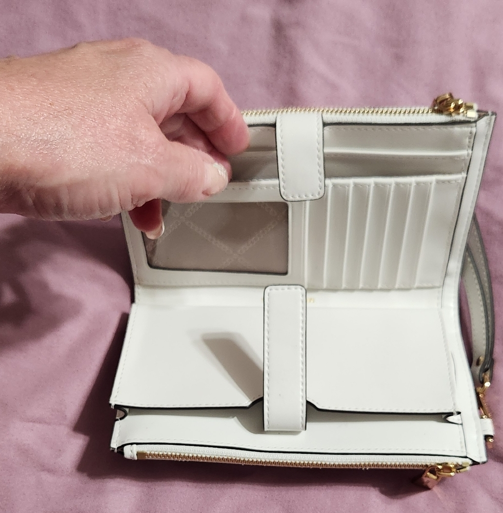 Authentic Michael Kors White Geometric Wristlet Clutch, New W/out Tag, 8"x2.5x5"